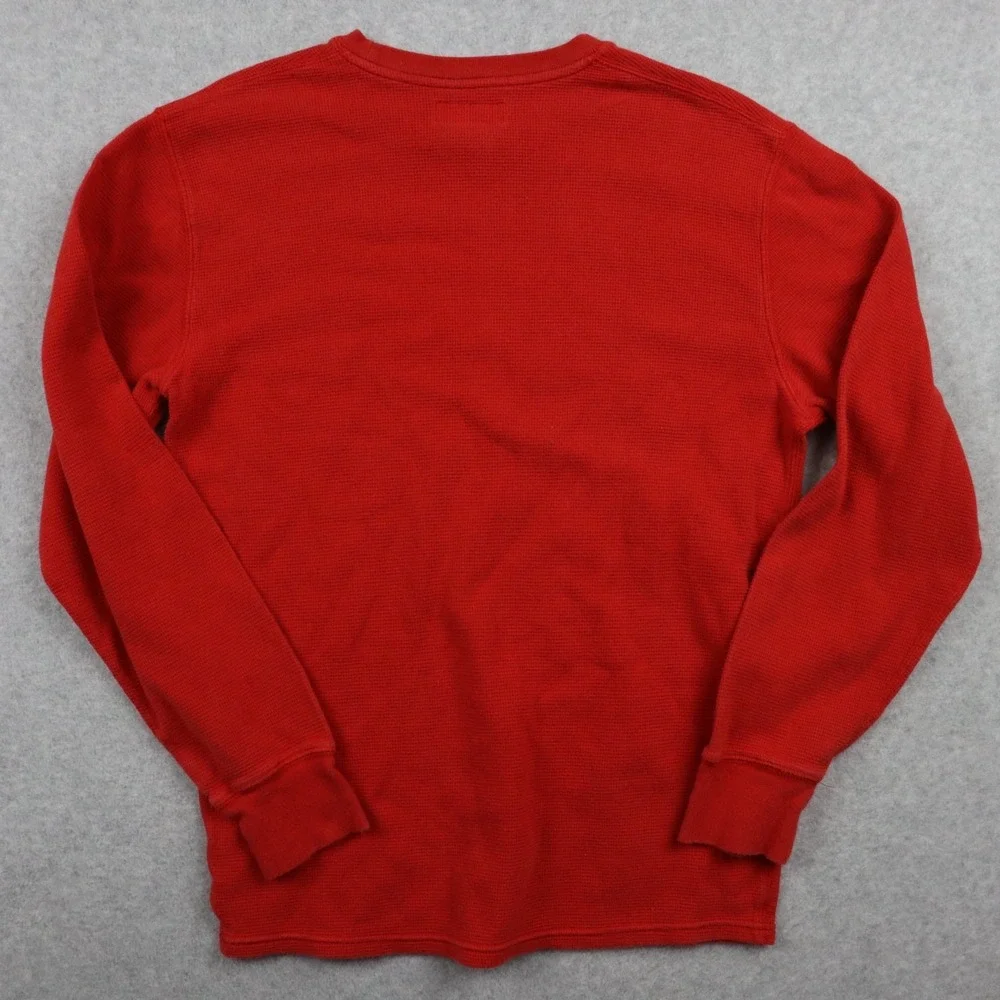 Polo Ralph Lauren Shirt Mens Medium Thermal Waffle‎ Knit Pony Red Long Sleeve